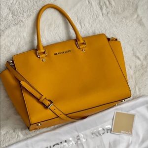 Michael Kors Selma Leather Satchel top handle